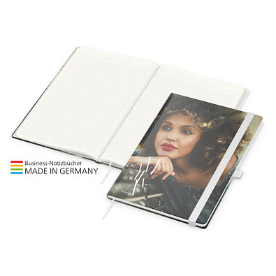 Geiger-Notes Match-Book green+blue Notizbuch A4 Natura Recycling, inkl. Druck, weiß