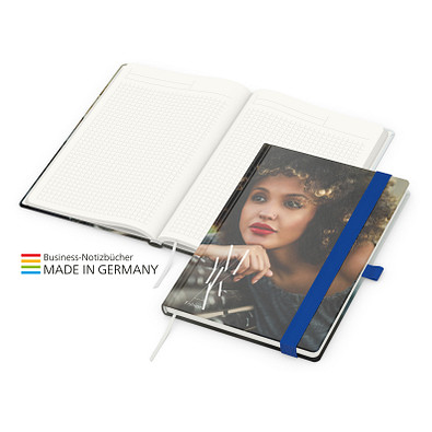 Geiger-Notes Match-Book green+blue Notizbuch A5 Natura Recycling, inkl. Druck, mittelblau