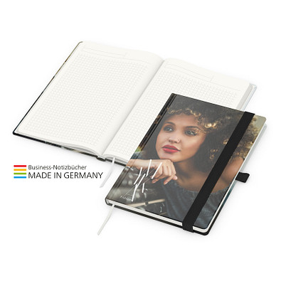 Geiger-Notes Match-Book green+blue Notizbuch A5 Natura Recycling, inkl. Druck, schwarz