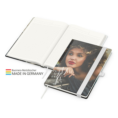 Geiger-Notes Match-Book green+blue Notizbuch A5 Natura Recycling, inkl. Druck, weiß