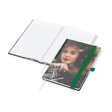 geiger notes Notizbuch Match-Book White A5 Bestseller, inkl. Digitaldruck auf Einband, gloss, grün geiger notes Notizbuch Match-Book White A5 Bestseller, inkl. Digitaldruck auf Einband, gloss, grün