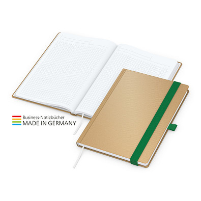 Geiger-Notes Match-Book White Bestseller Notizbuch A4 Natura braun, inkl. Druck, grün