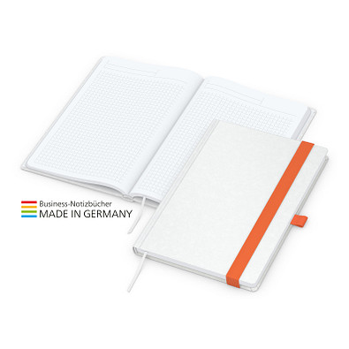 Geiger-Notes Match-Book White Bestseller Notizbuch A4 Natura, inkl. Druck, orange