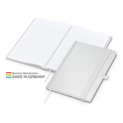 Geiger-Notes Match-Book White Bestseller Notizbuch A5 Cover-Star matt, inkl. Druck, weiß