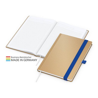 Geiger-Notes Match-Book White Bestseller Notizbuch A5 Natura braun, inkl. Druck, mittelblau