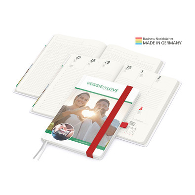 Geiger-Notes Match-Hybrid green+blue Notizbuch A5 Cover-Star Recycling-Matt, inkl. Druck, rot