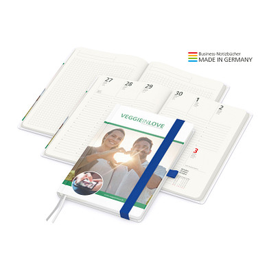 Geiger-Notes Match-Hybrid green+blue Notizbuch A5 Natura Recycling, inkl. Druck, mittelblau