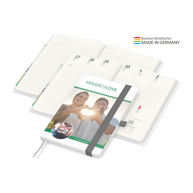 Geiger-Notes Match-Hybrid green+blue Notizbuch A5 Natura Recycling, inkl. Druck, silbergrau