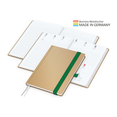 Geiger-Notes Match-Hybrid White Bestseller Notizbuch A4, Natura braun, inkl. Druck, grün