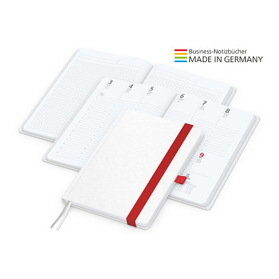 Geiger-Notes Match-Hybrid White Bestseller Notizbuch A4, Natura, inkl. Druck, rot