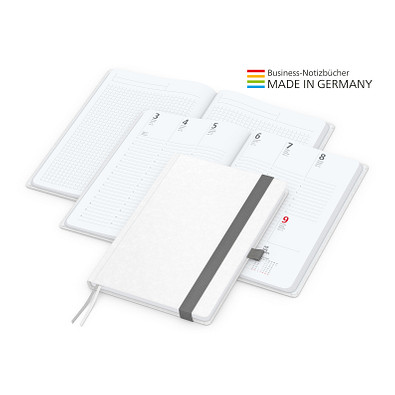 Geiger-Notes Match-Hybrid White Bestseller Notizbuch A5, Natura, inkl. Druck, silbergrau