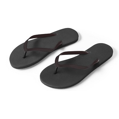 MAUPITI L / XL. Bequeme Flip-Flops mit PE-Sohle und PVC-Riemen, Schwarz