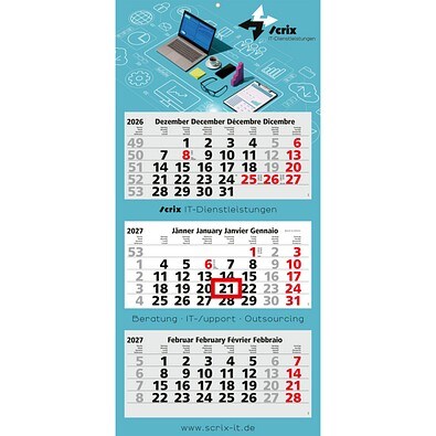 Geiger-Notes Monats-Wandkalender Maxi Light 3 Bestseller inkl. 4C-Druck, Österreich