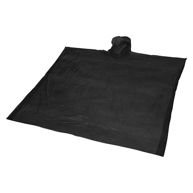 Mayan Regenponcho mit Aufbewahrungstasche aus recyceltem Kunststoff, schwarz