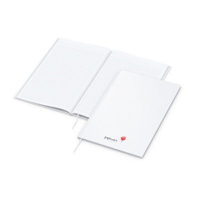 Geiger-Notes Notizbuch Memo-Book A4 Bestseller, inkl. Siebdruck, matt-weiß