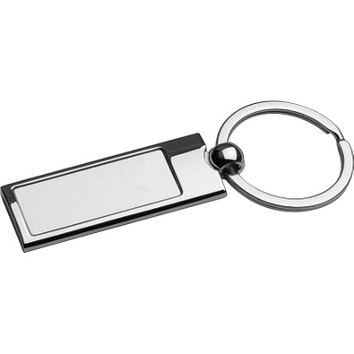 Metall-Schlüsselanhänger mit matt gebürsteten Innenteil, grau Metall-Schlüsselanhänger mit matt gebürsteten Innenteil, grau