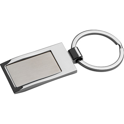 Metall-Schlüsselanhänger, rechteckig, grau Metall-Schlüsselanhänger, rechteckig, grau
