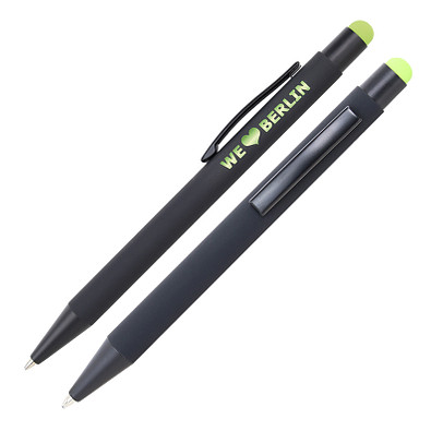 LANCE® Metall-Touchkugelschreiber, schwarz/grün, farbige Glanzgravur in grün