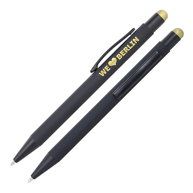LANCE® Metall-Touchkugelschreiber, schwarz/gold, farbige Glanzgravur in gold