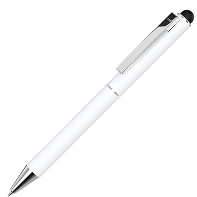 uma® Metall-Touchkugelschreiber Straight, blaue Mine, weiß