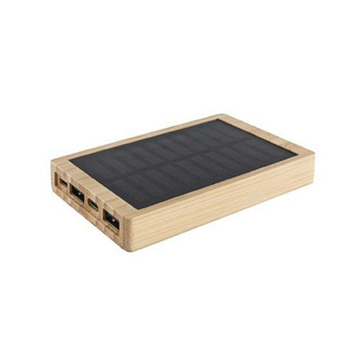 METMAXX® Powerbank SolarBankProBamboo, 5.000 mAh
