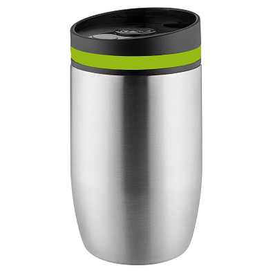 Metmaxx® Thermobecher CremaOfficina, silber/Ring grün