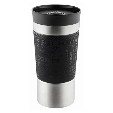 METMAXX® Thermobecher Extensa, 400 ml, schwarz/silber