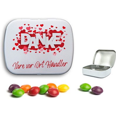 Mini Nostalgiedose, 20 g, Skittles, weiß-matt, inkl. Druck