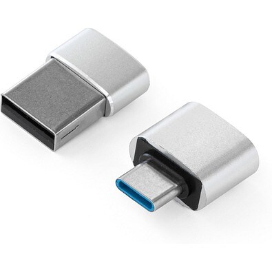 MINSKY. Set aus 2 Aluminium USB-A / USB-C Adaptern, Satinsilber