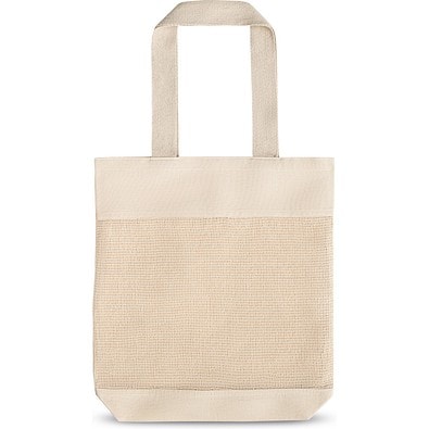 MUMBAI. Tragetasche mit Mesh aus 100% Baumwolle (180 g/m²), Naturhell
