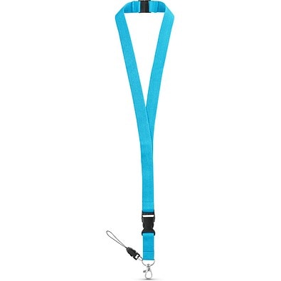 MURRAY. Lanyard aus Polyester (20 mm) mit einem Schlüsselband, Hellblau