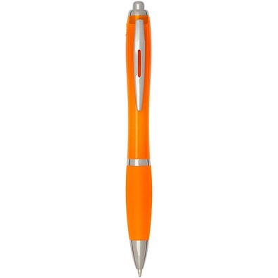 Nash RCS Kugelschreiber aus recyceltem Kunststoff mit farbigem Schaft und Griffzone (blaue Tinte), orange