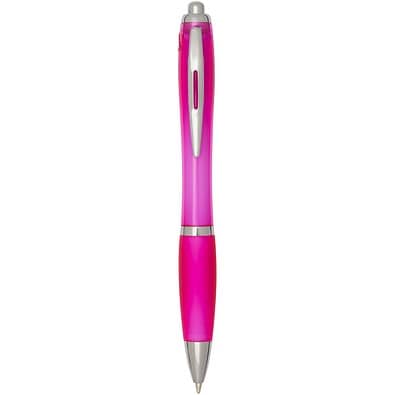 Nash RCS Kugelschreiber aus recyceltem Kunststoff mit farbigem Schaft und Griffzone (blaue Tinte), rosa
