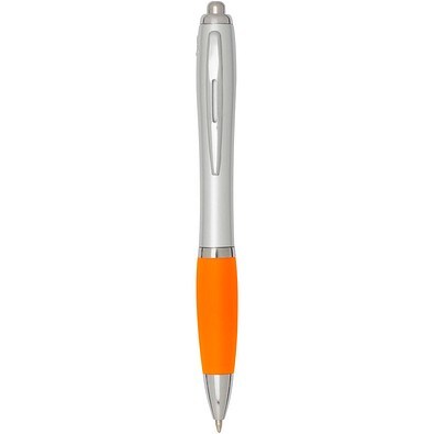 Nash RCS Kugelschreiber aus recyceltem Kunststoff mit silbernem Schaft und farbigem Griff (schwarze Tinte), orange