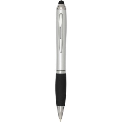 Nash RCS Stylus Kugelschreiber aus recyceltem Kunststoff mit farbigem Schaft und schwarzem Griff (blaue Tinte), silber