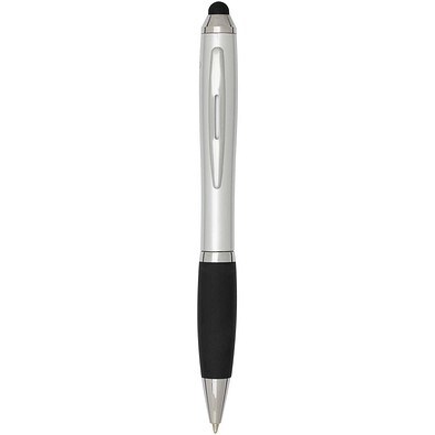 Nash RCS Stylus Kugelschreiber aus recyceltem Kunststoff mit farbigem Schaft und schwarzem Griff (schwarze Tinte), silber