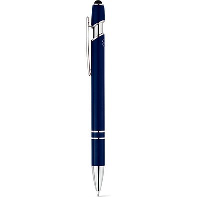 NEIL. Kugelschreiber mit Gehäuse aus recyceltem Aluminium (100% rAL) und Touch-Pen Druckknopf, Dunkelblau