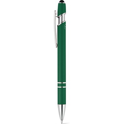 NEIL. Kugelschreiber mit Gehäuse aus recyceltem Aluminium (100% rAL) und Touch-Pen Druckknopf, Dunkelgrün