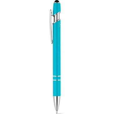 NEIL. Kugelschreiber mit Gehäuse aus recyceltem Aluminium (100% rAL) und Touch-Pen Druckknopf, Hellblau