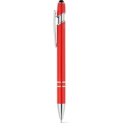 NEIL. Kugelschreiber mit Gehäuse aus recyceltem Aluminium (100% rAL) und Touch-Pen Druckknopf, Rot