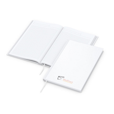Geiger-Notes Notizbuch Note-Book A5 Bestseller, inkl. Siebdruck, matt-weiß