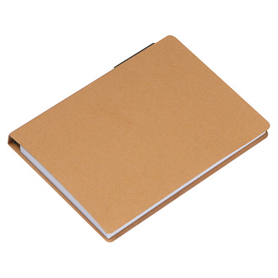 Notizbuch mit Kugelschreiber und Haftnotizen , beige