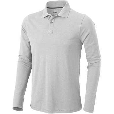 ELEVATE Herren Langarm Poloshirt Oakville, grau meliert, S