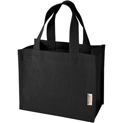Odessa Mini-Tragetasche mit Bodenfalte aus 220 g/m² GRS Recyclingbaumwolle 9L, schwarz