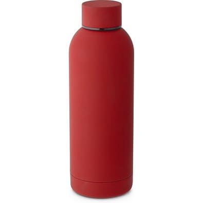ODIN. Trinkflasche aus Edelstahl (36% recycelt) (550 mL) mit gummierter Oberfläche, Burgunder