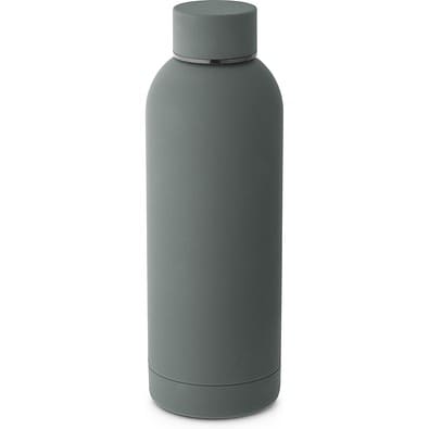 ODIN. Trinkflasche aus Edelstahl (36% recycelt) (550 mL) mit gummierter Oberfläche, Dunkelgrau