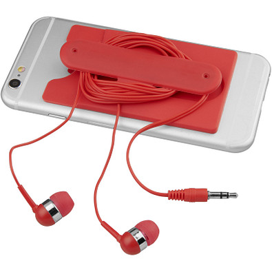 Ohrhörer mit Kabel und Silikon Telefontasche, rot Ohrhörer mit Kabel und Silikon Telefontasche, rot