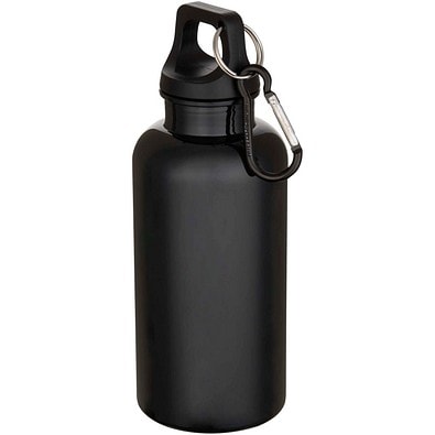 Oregon 400 ml einfarbige RS-zertifizierte Trinkflasche aus recyceltem Kunststoff mit Karabinerhaken, schwarz