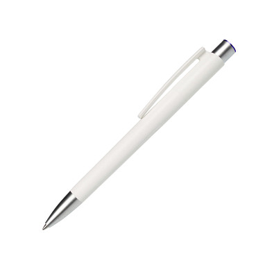 burger swiss pen® Kugelschreiber Delta, blaue Mine, kristallweiß-matt/blau