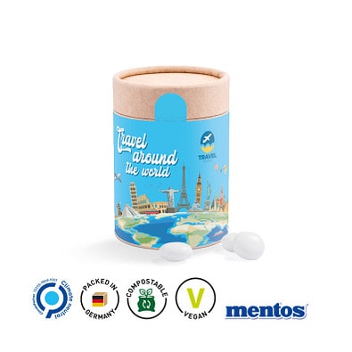 Papierdose Eco Maxi mit Mentos Kaudragee Mint, inkl. Druck